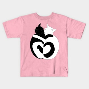 Black and White Hugging Cats Kids T-Shirt